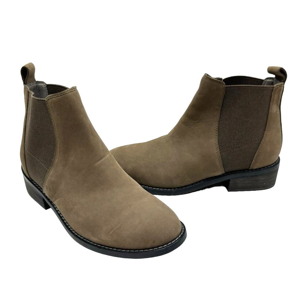 Eileen Fisher Blink Taupe Brown Gray Tumbled Nubuck Pull On Chelsea Bootie